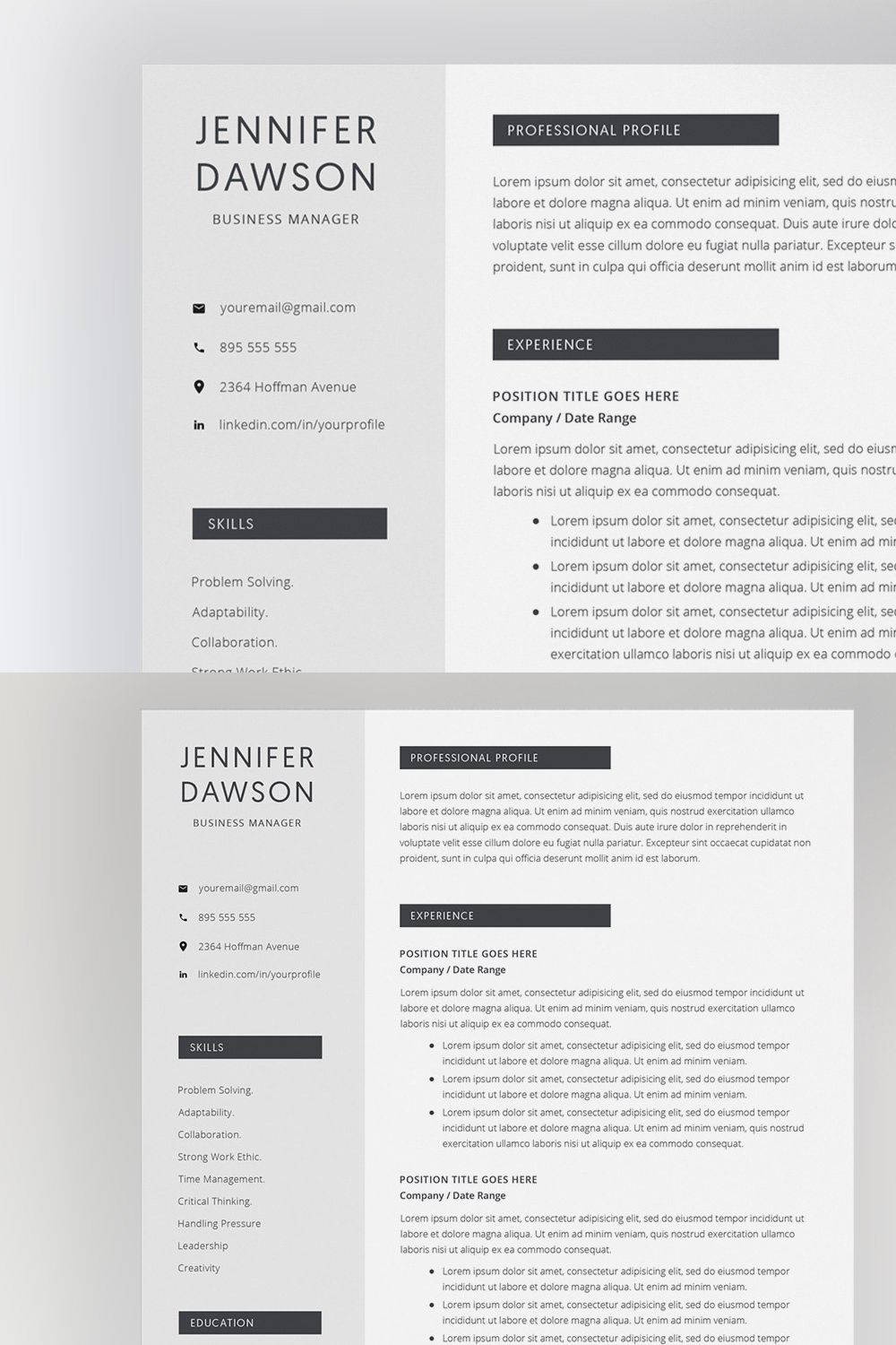 Resume Template Word / 4 pages pinterest preview image.