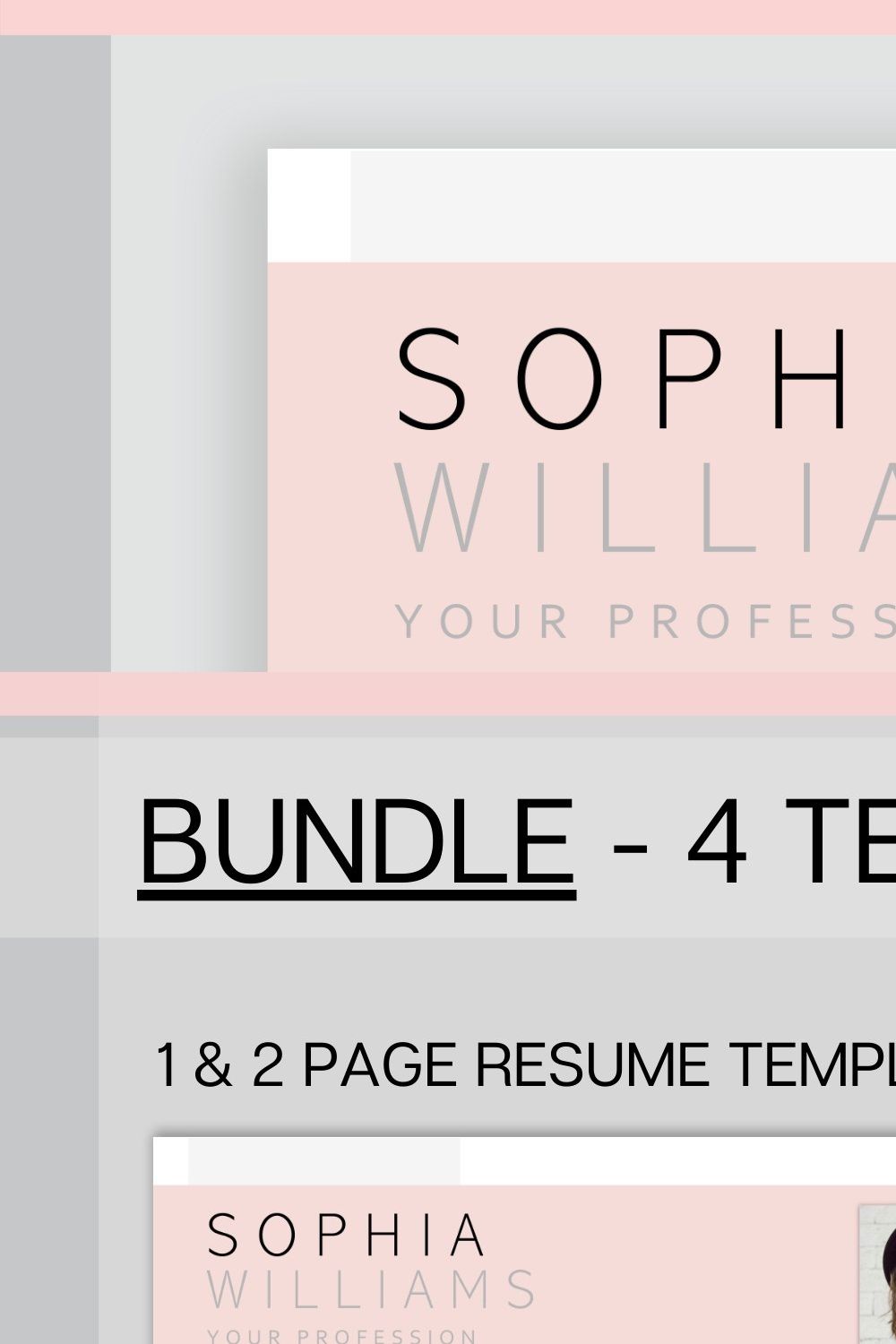 Resume Template Word, CV Bundle pinterest preview image.