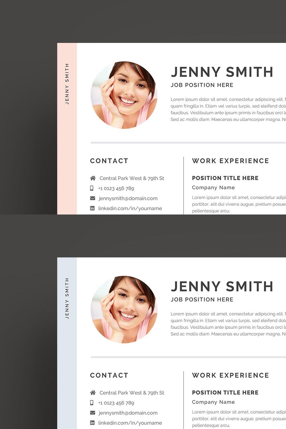 Resume Template Word Modern Clean CV pinterest preview image.