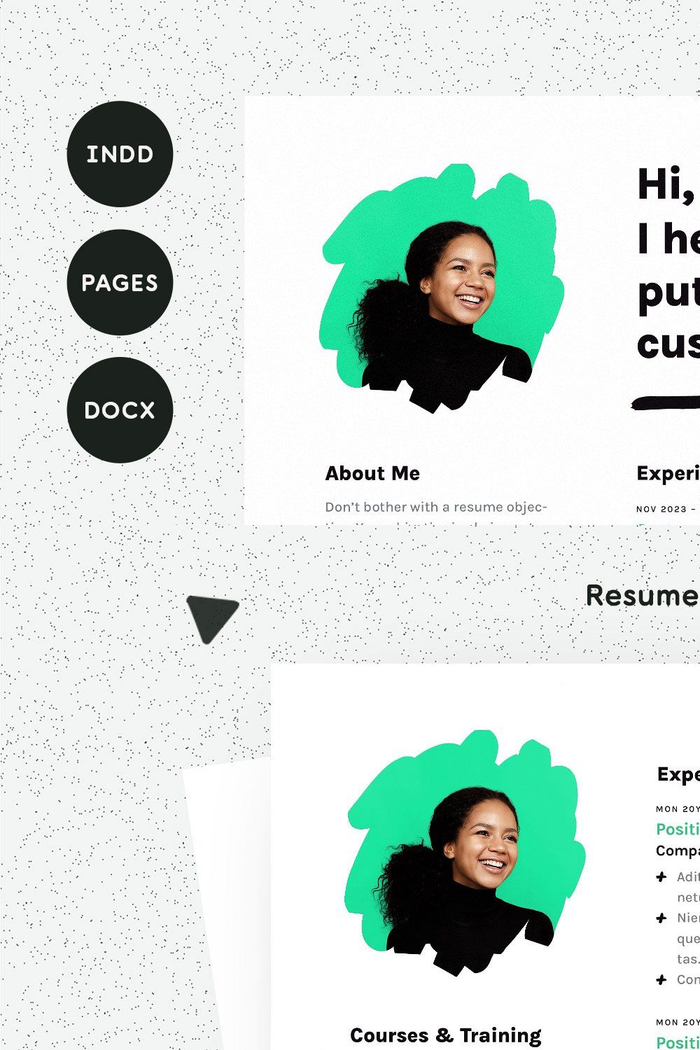 Resume with Picture CV Template pinterest preview image.