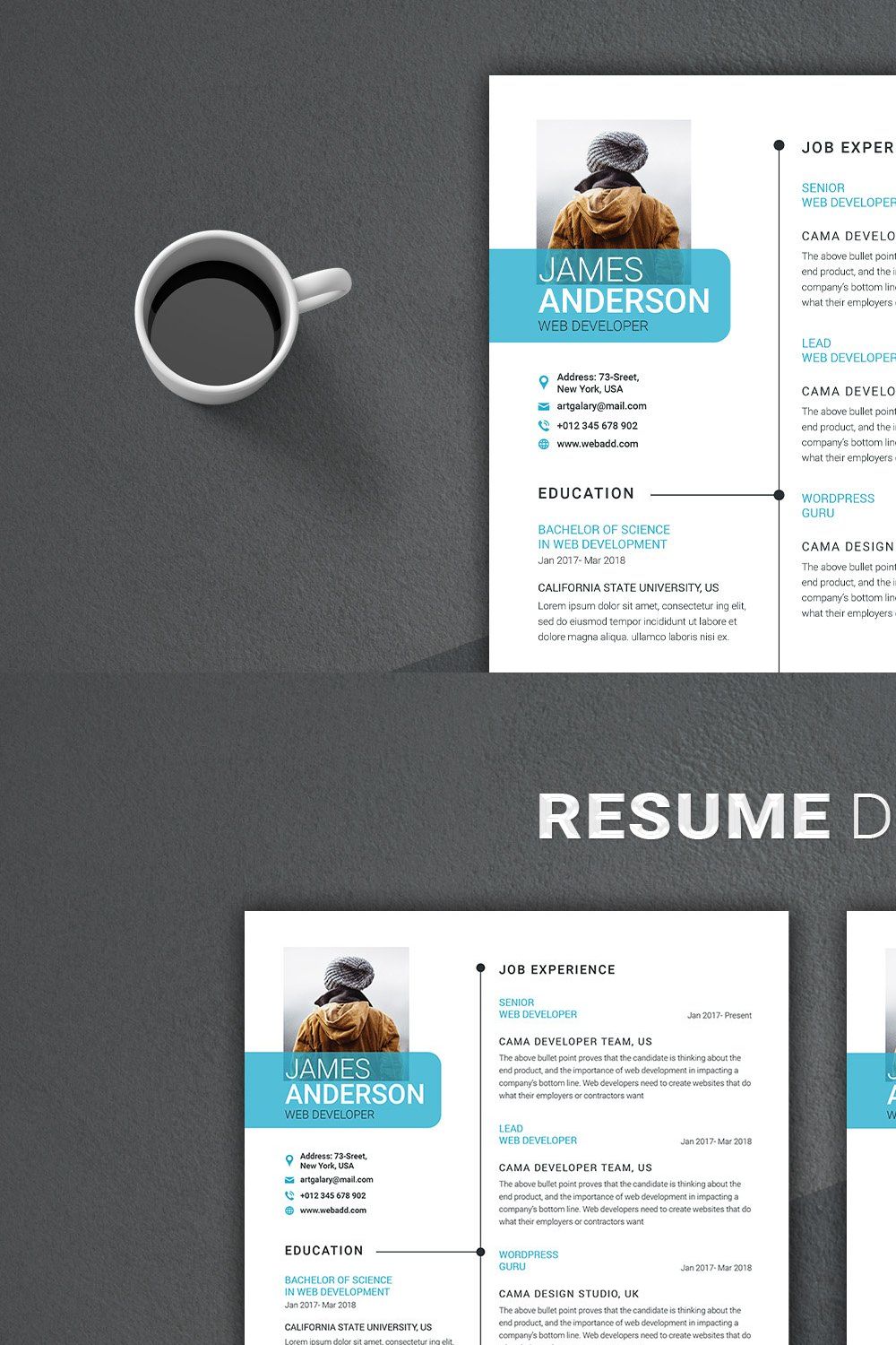 Resume Word Template pinterest preview image.