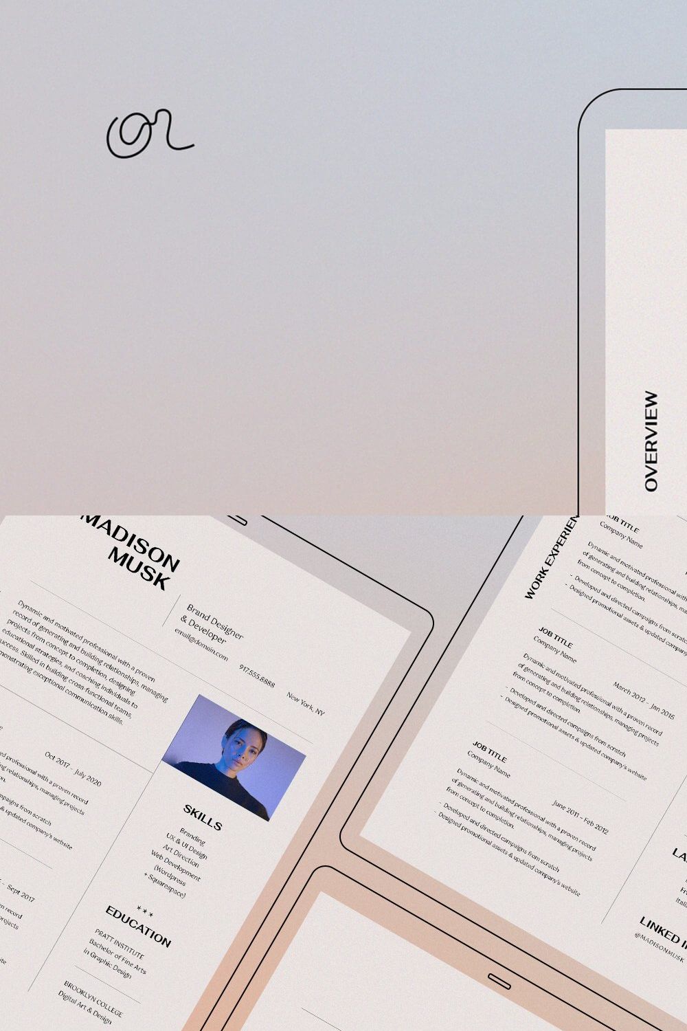 Resume/Cover Letter Template CANVA pinterest preview image.