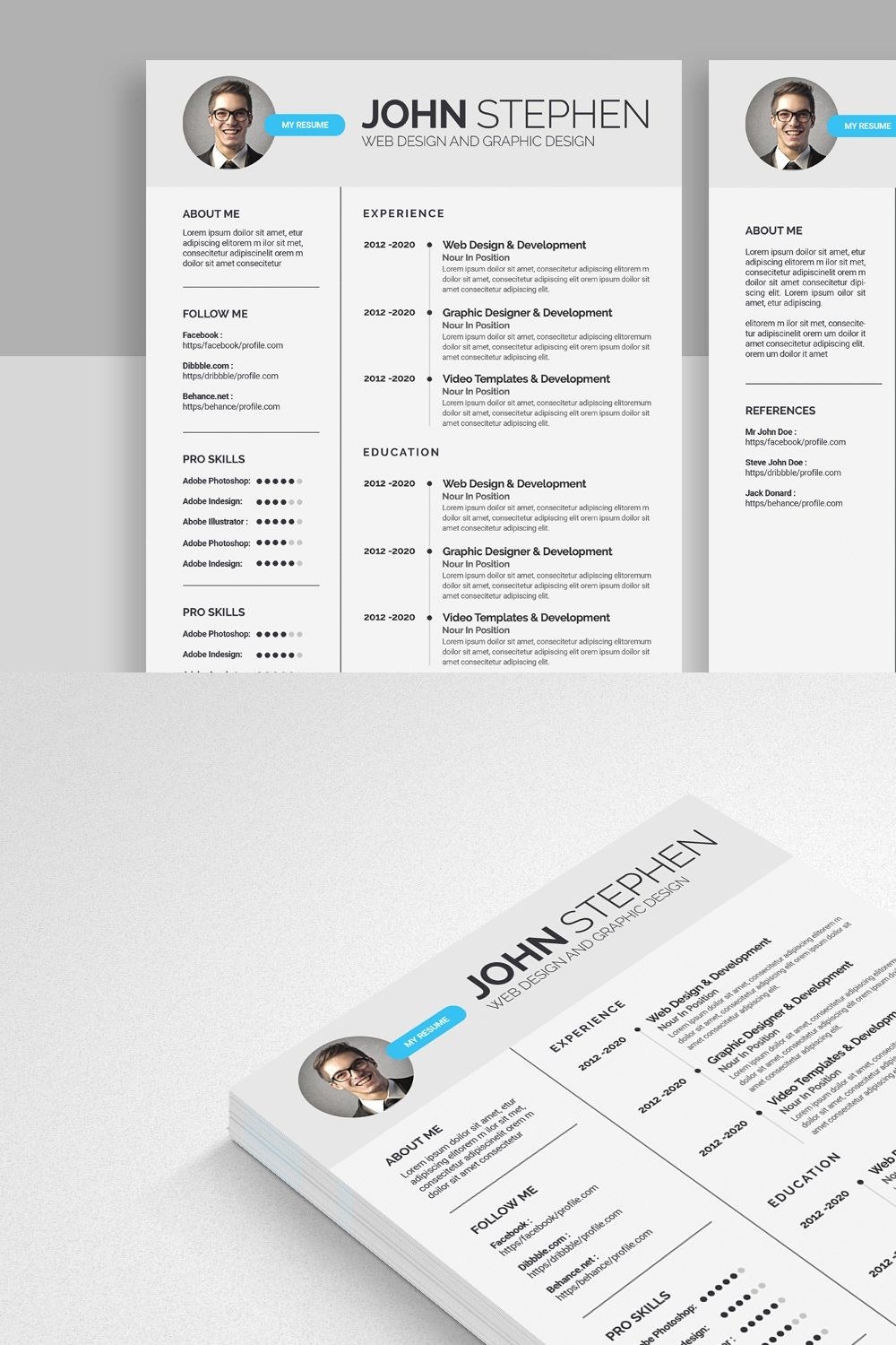 Resume/CV (2 Page) pinterest preview image.