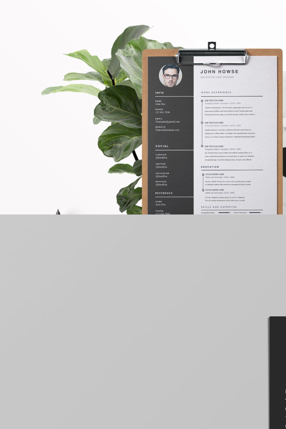 Resume/CV 2 pages - John pinterest preview image.