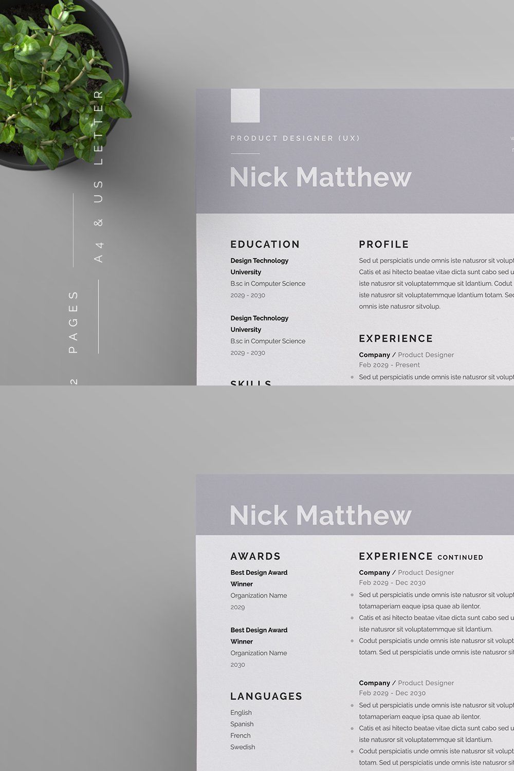 Resume/CV pinterest preview image.