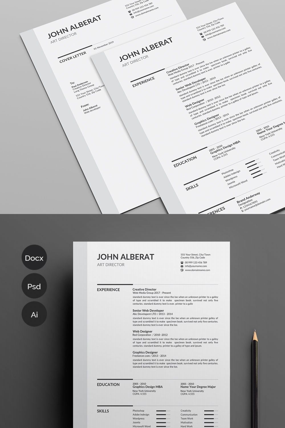 Resume/CV pinterest preview image.