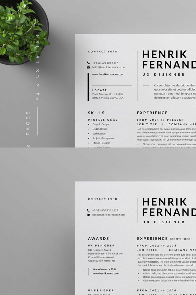 UI UX Designer Resume & CV – MasterBundles