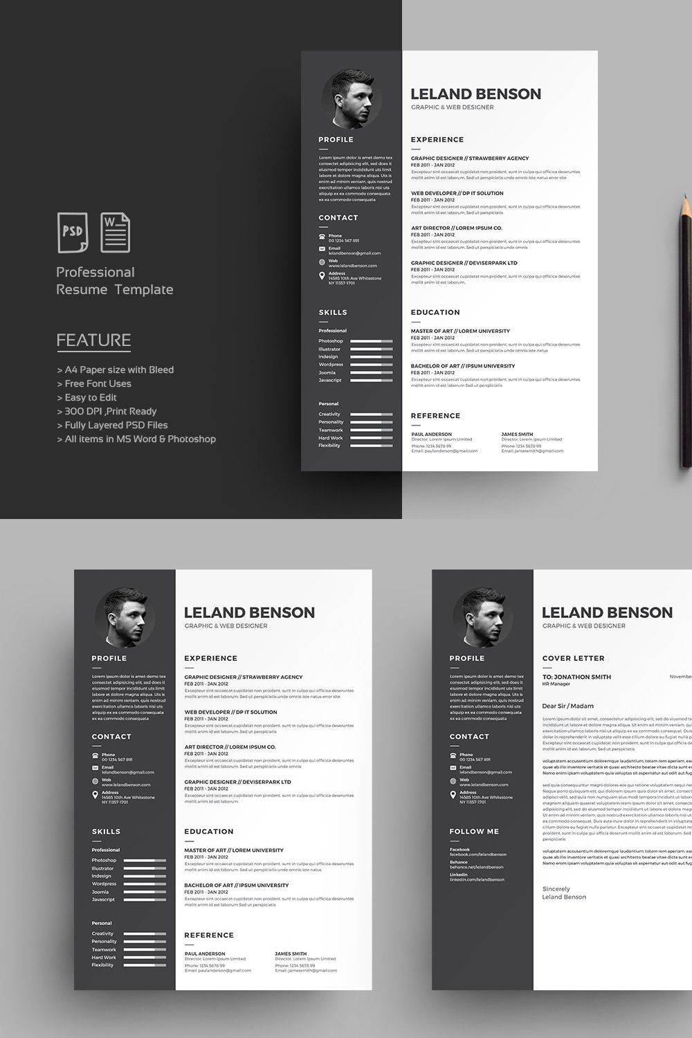 Resume/CV pinterest preview image.