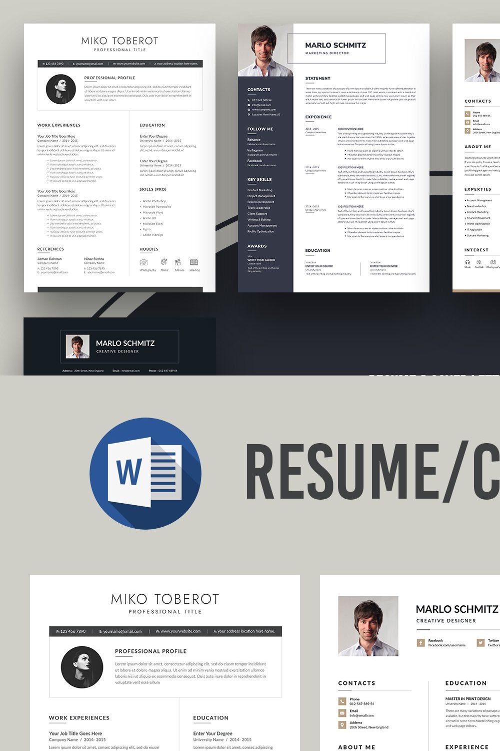 Resume/CV Bundle | 6 Resume for $14 pinterest preview image.