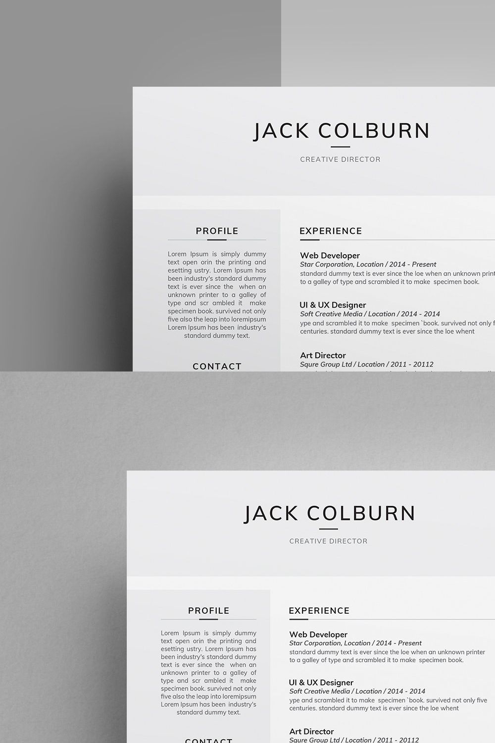 Resume/CV - Clean pinterest preview image.
