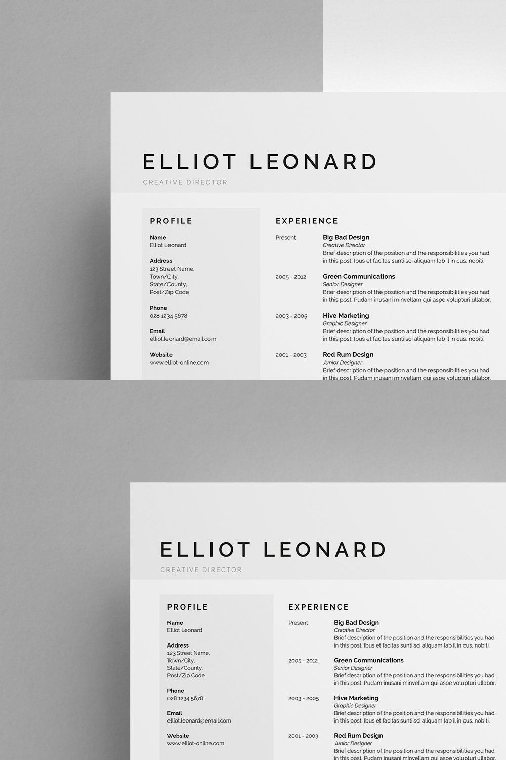 Resume/CV - Elliot pinterest preview image.