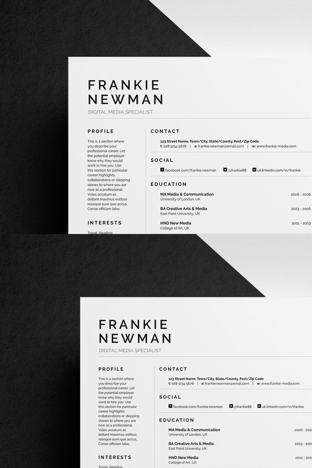 Resume/CV - Frankie pinterest preview image.