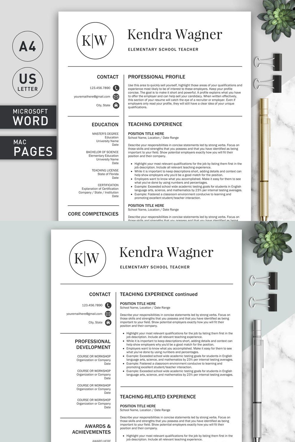 Resume/CV | Teacher pinterest preview image.