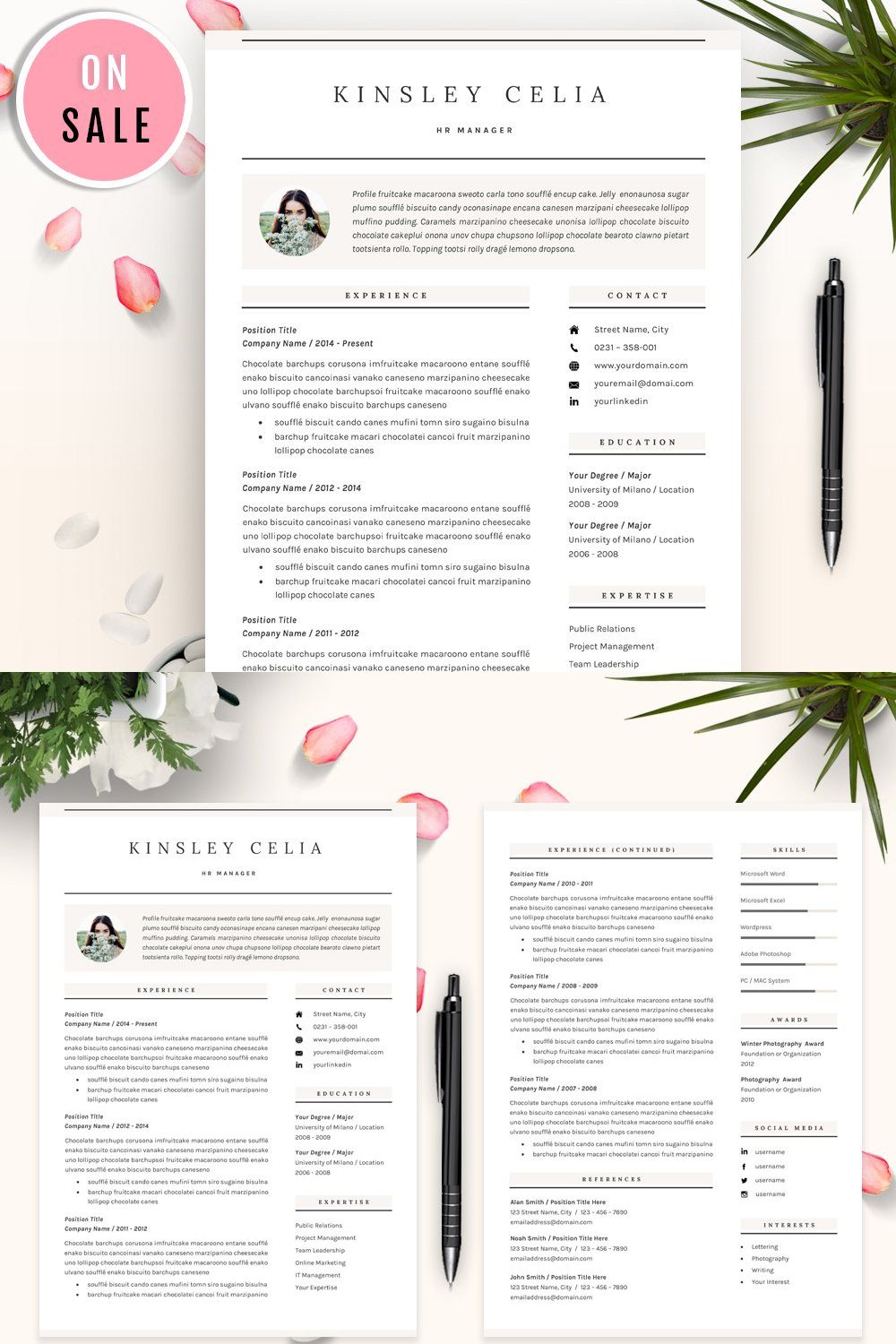 Resume/CV Template pinterest preview image.