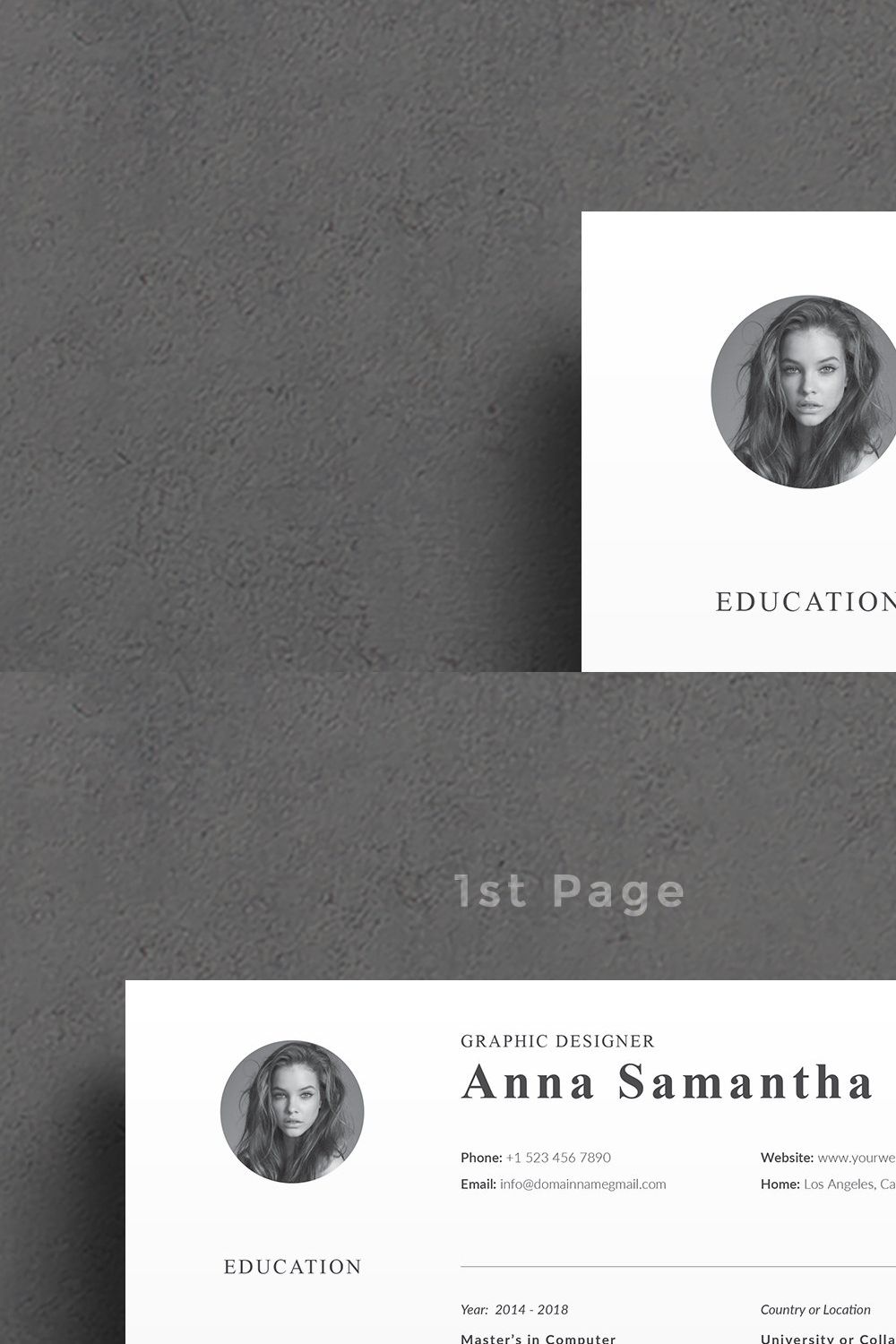 Resume/CV Word 3 page pinterest preview image.