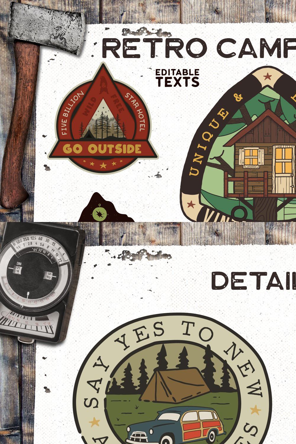 Retro Camp Badges Logos. Part 3 pinterest preview image.