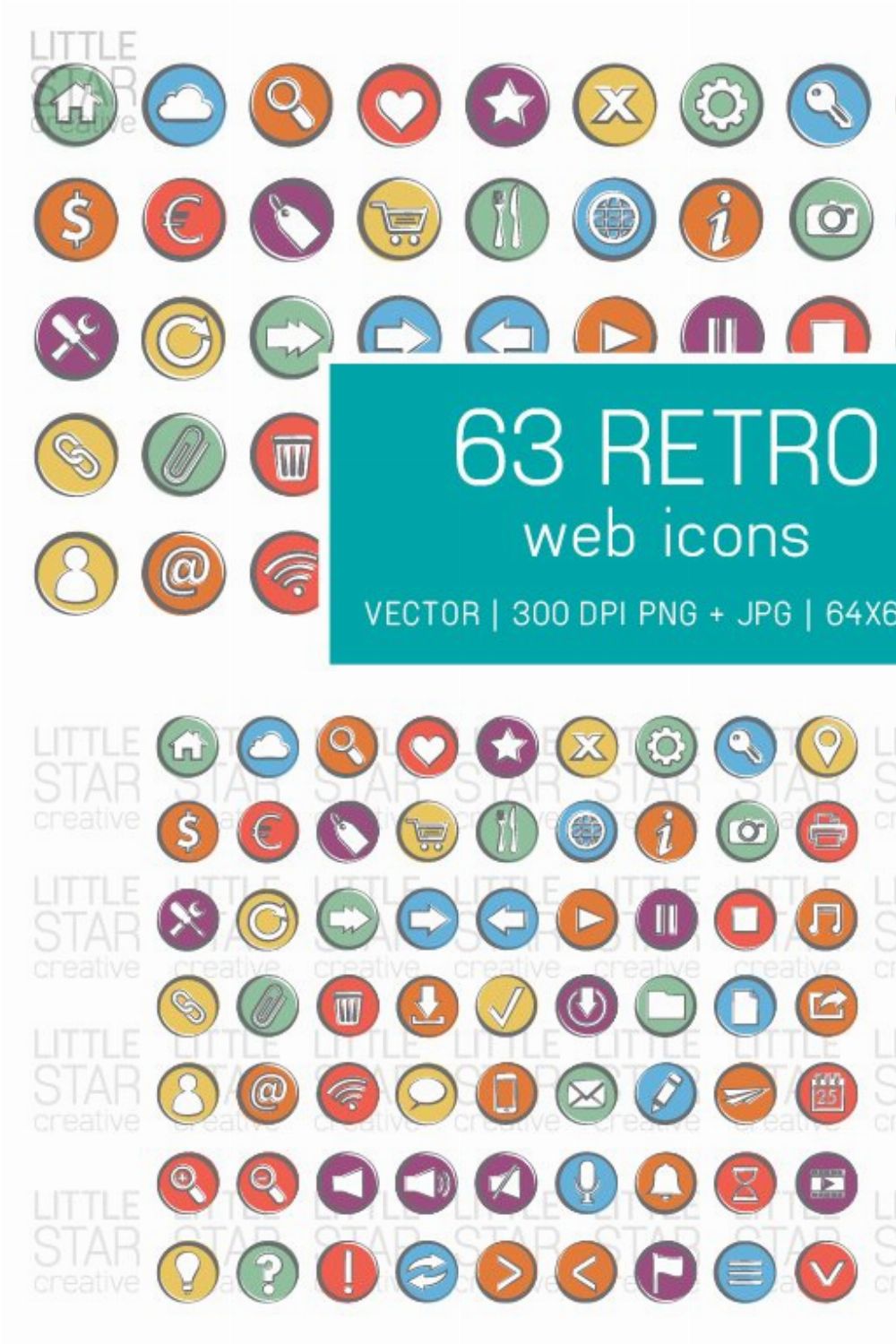 Retro Web Icons pinterest preview image.