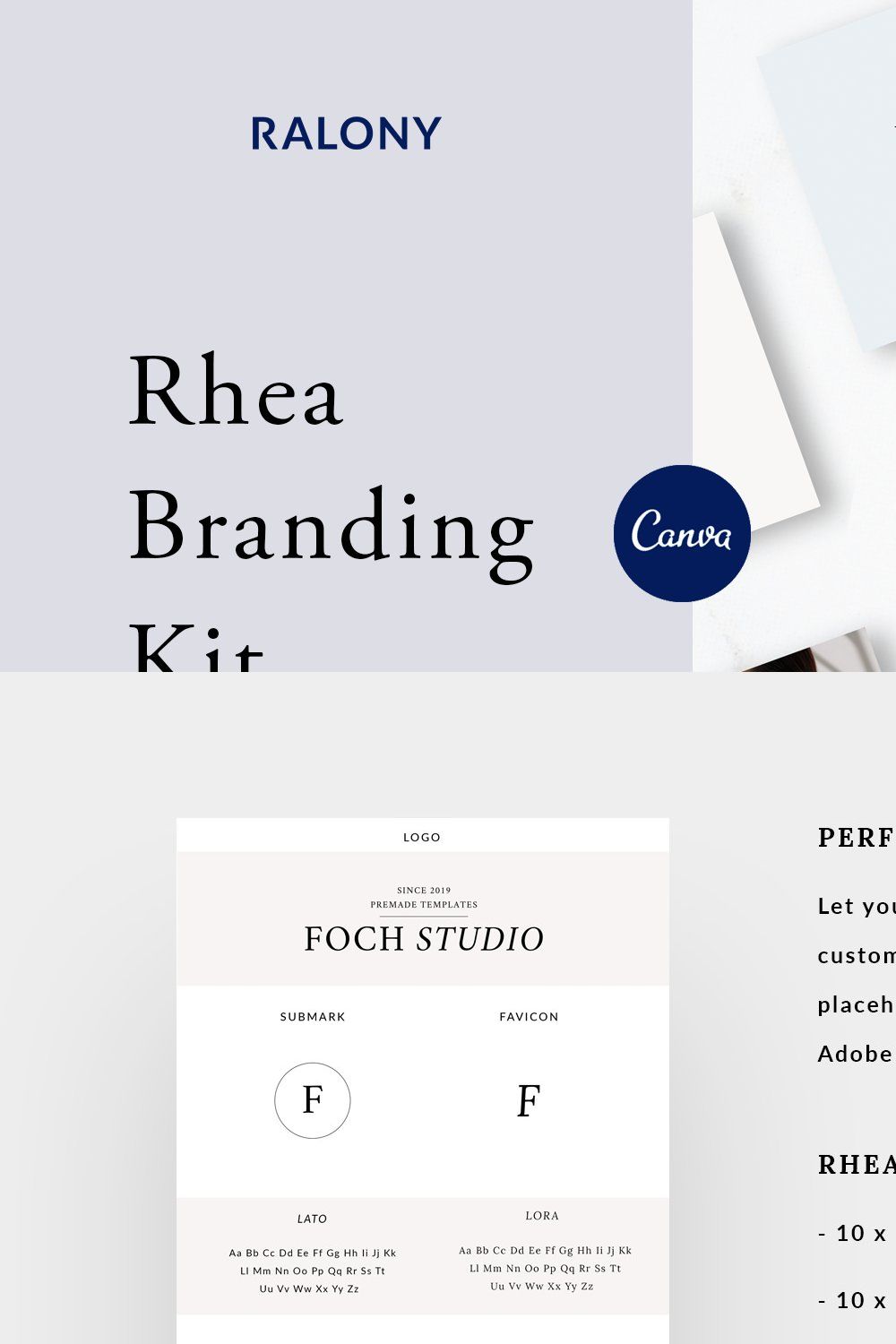 Rhea Branding Kit pinterest preview image.