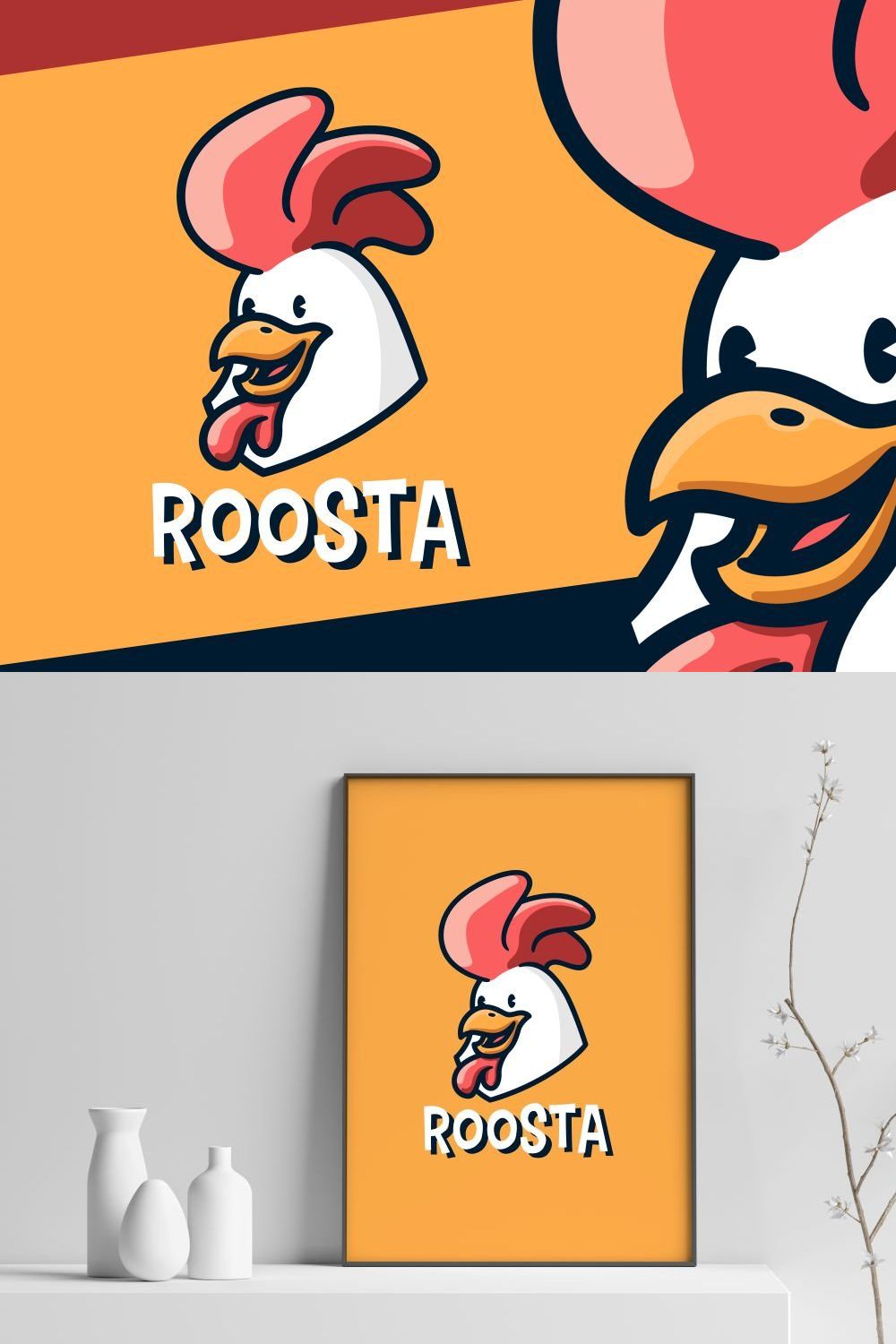 Rooster Chicken Cock Retro Logo pinterest preview image.