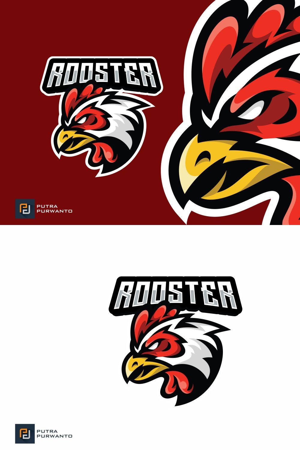Rooster Chicken Esport Mascot Logo pinterest preview image.