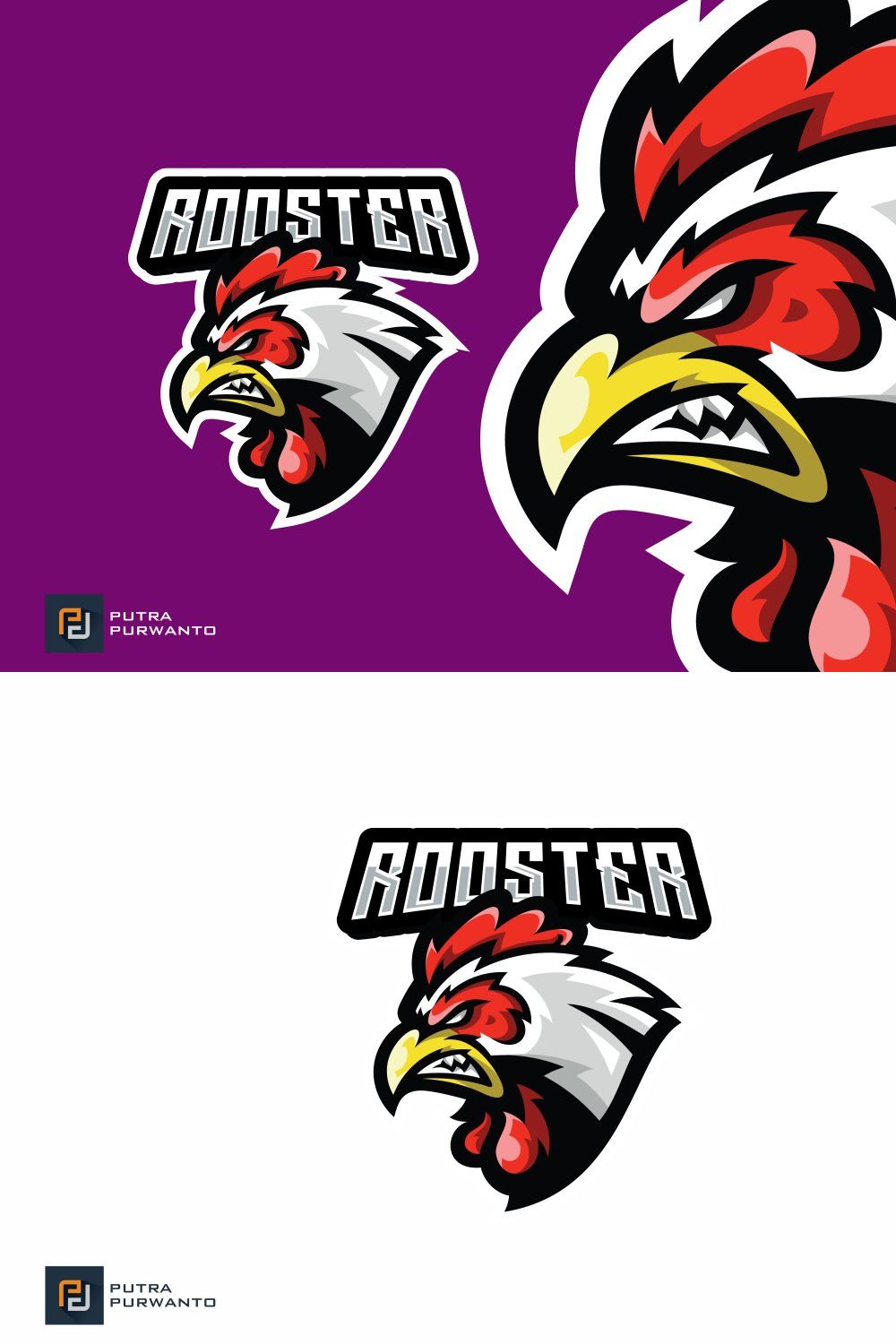 Rooster Chicken Esport Mascot Logo pinterest preview image.