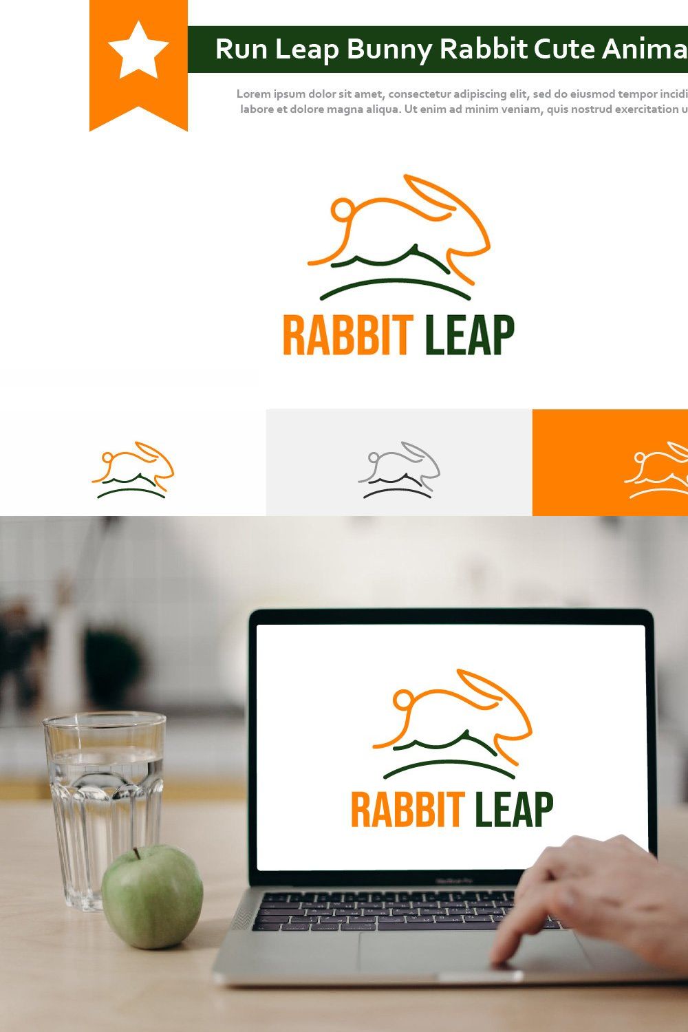 Run Jump Leap Bunny Rabbit Cute Logo pinterest preview image.