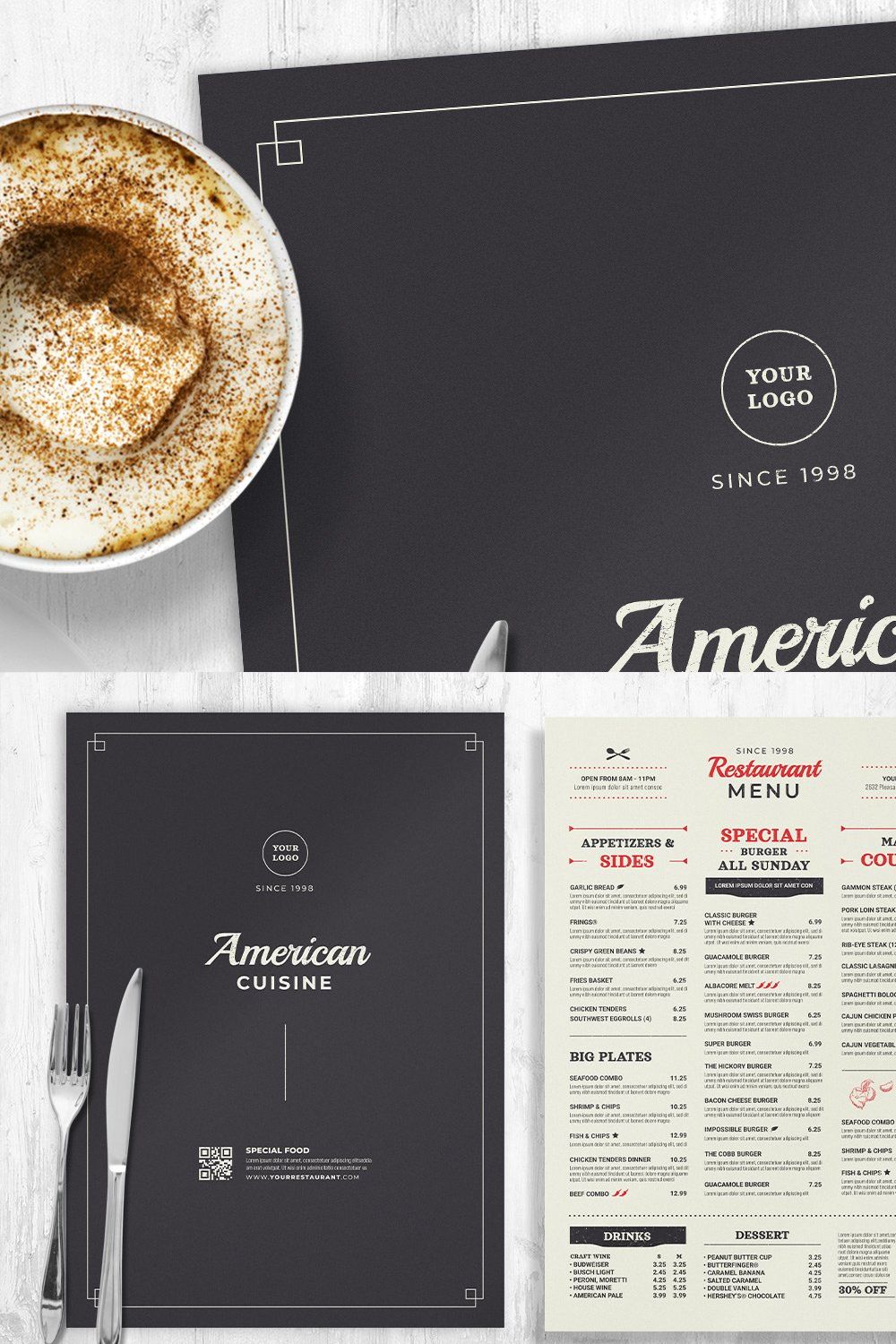 Rustic BBQ Menu Templates pinterest preview image.