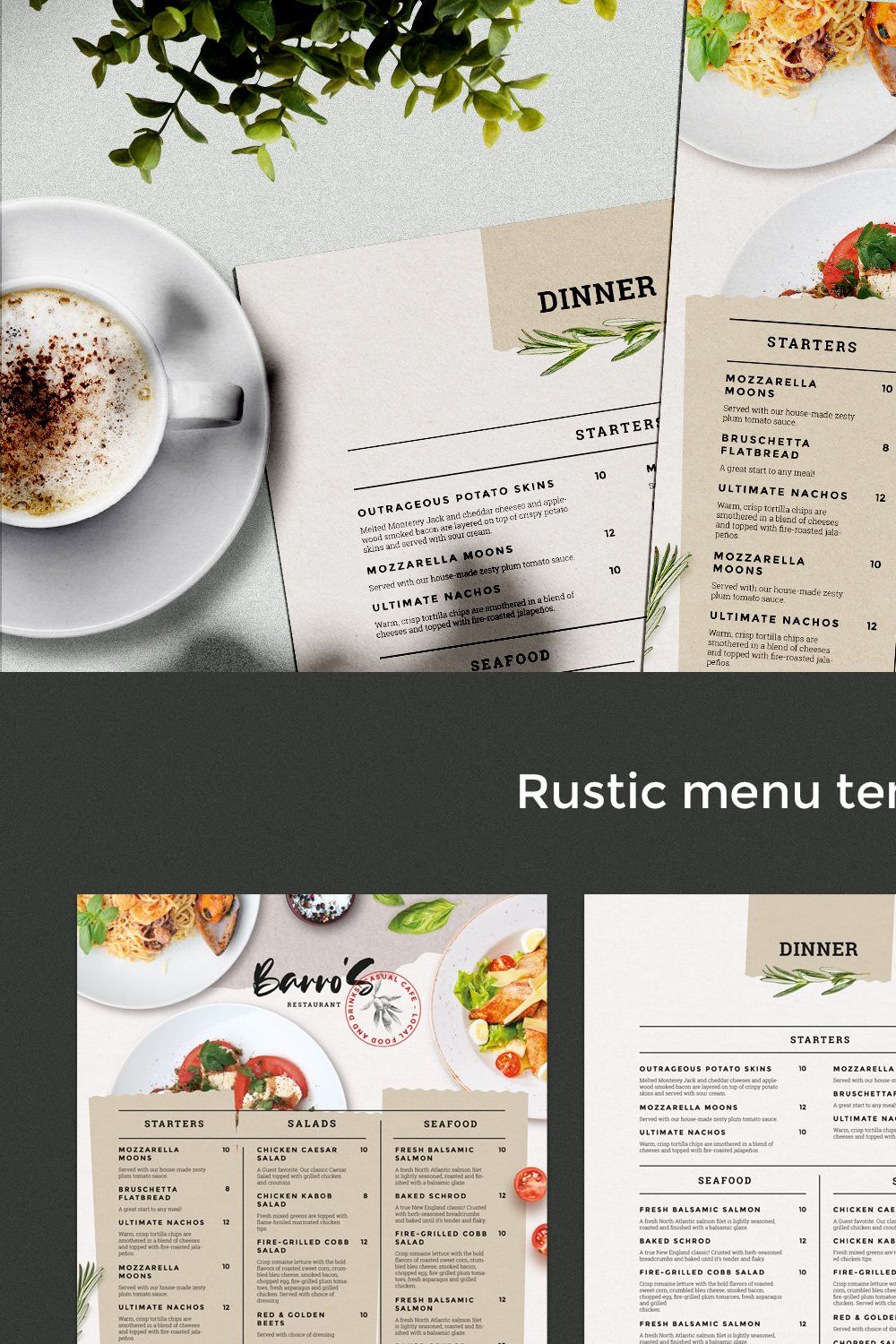 Rustic Restaurant Menu pinterest preview image.