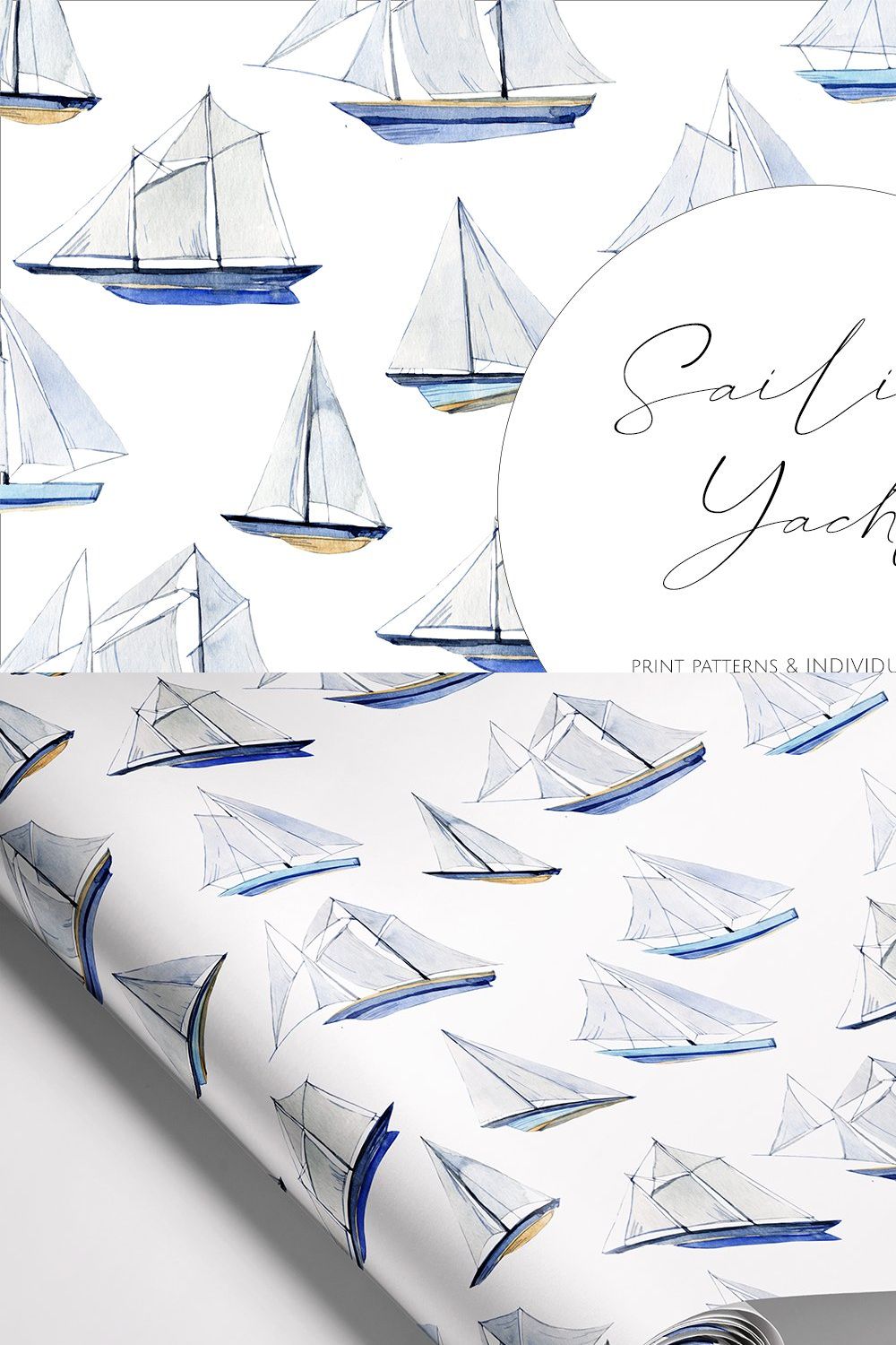 SAILING YACHTS, hand painted Design! pinterest preview image.