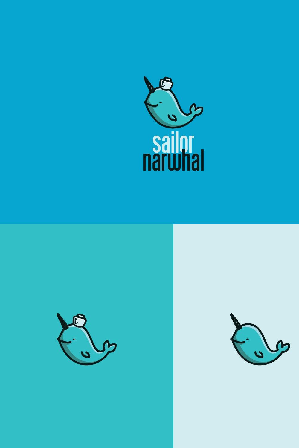 Sailor Narwhal Logo Template pinterest preview image.