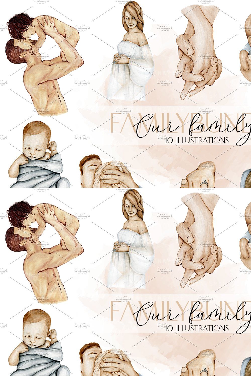 SALE! Bundle Family Illustration pinterest preview image.