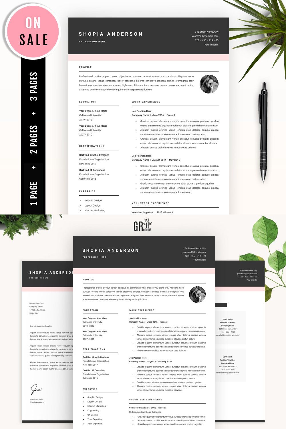SALE Resume Template for MS Word pinterest preview image.