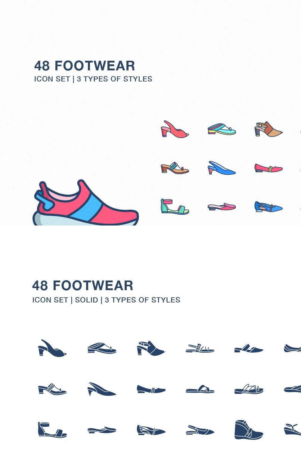 Sandals and Footwear icon set pinterest preview image.