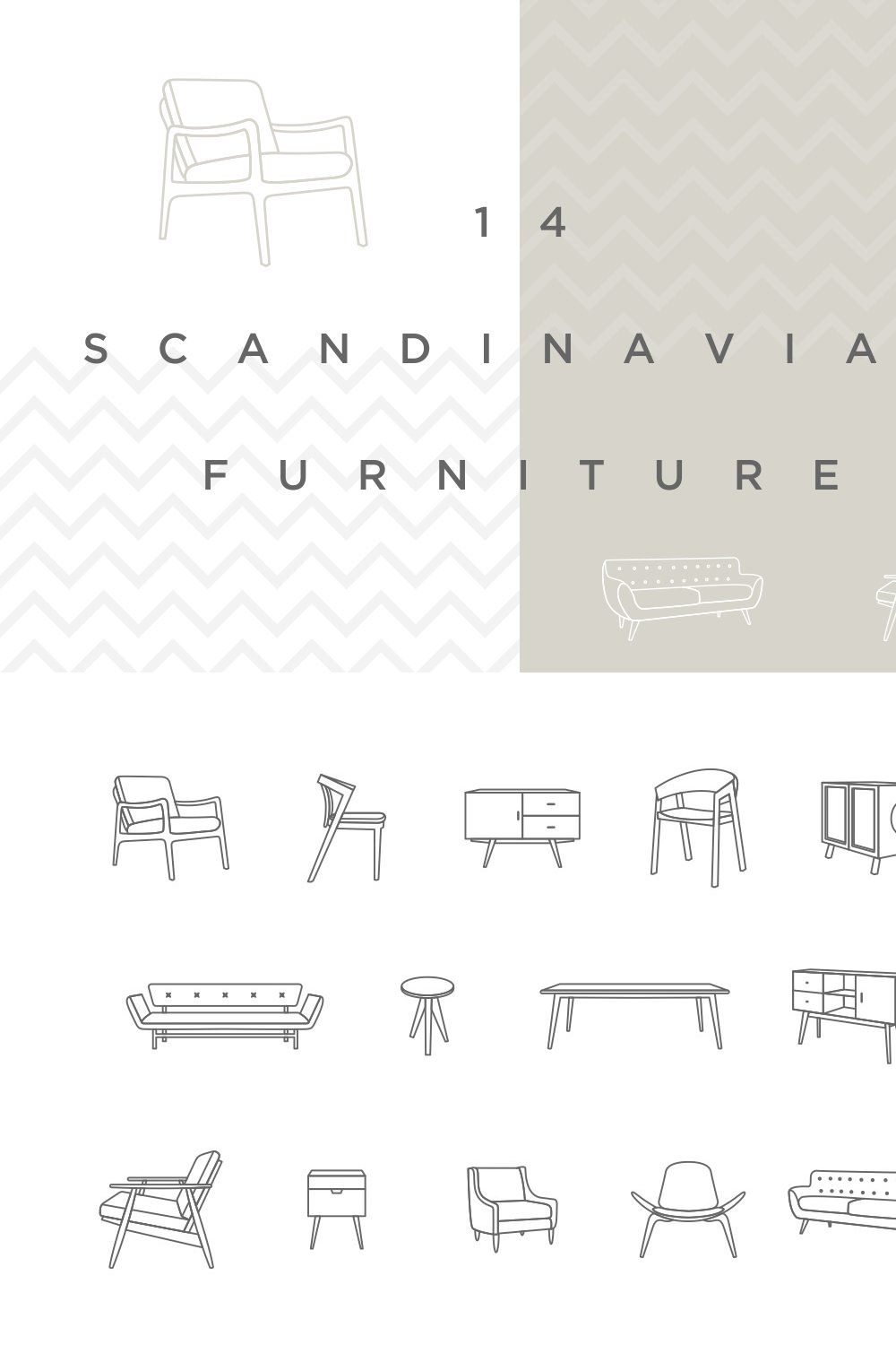 Scandinavian Furniture pinterest preview image.