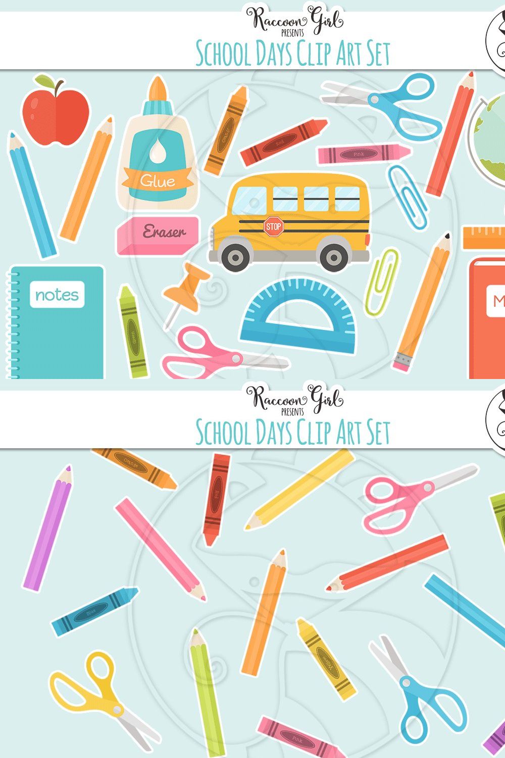 School Days Clipart Set pinterest preview image.