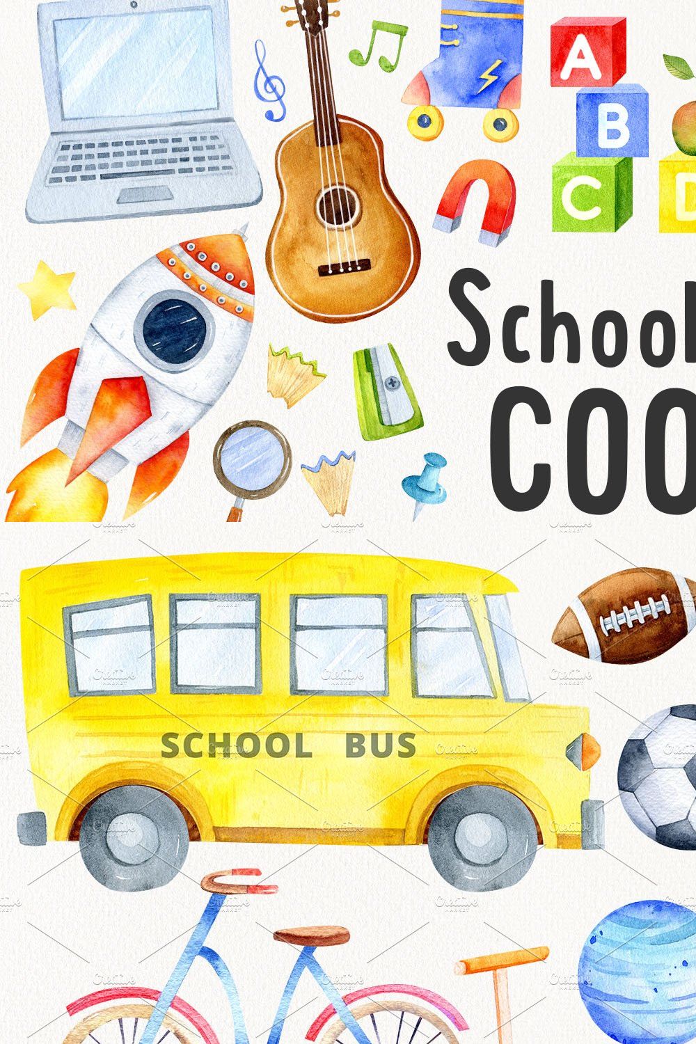 School is Cool. Back to School set pinterest preview image.