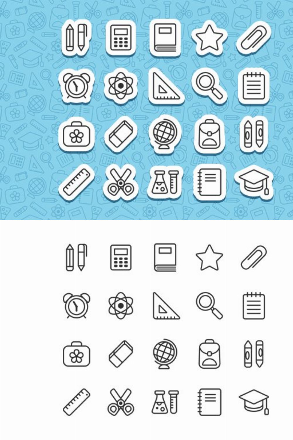 School line icons + patterns pinterest preview image.