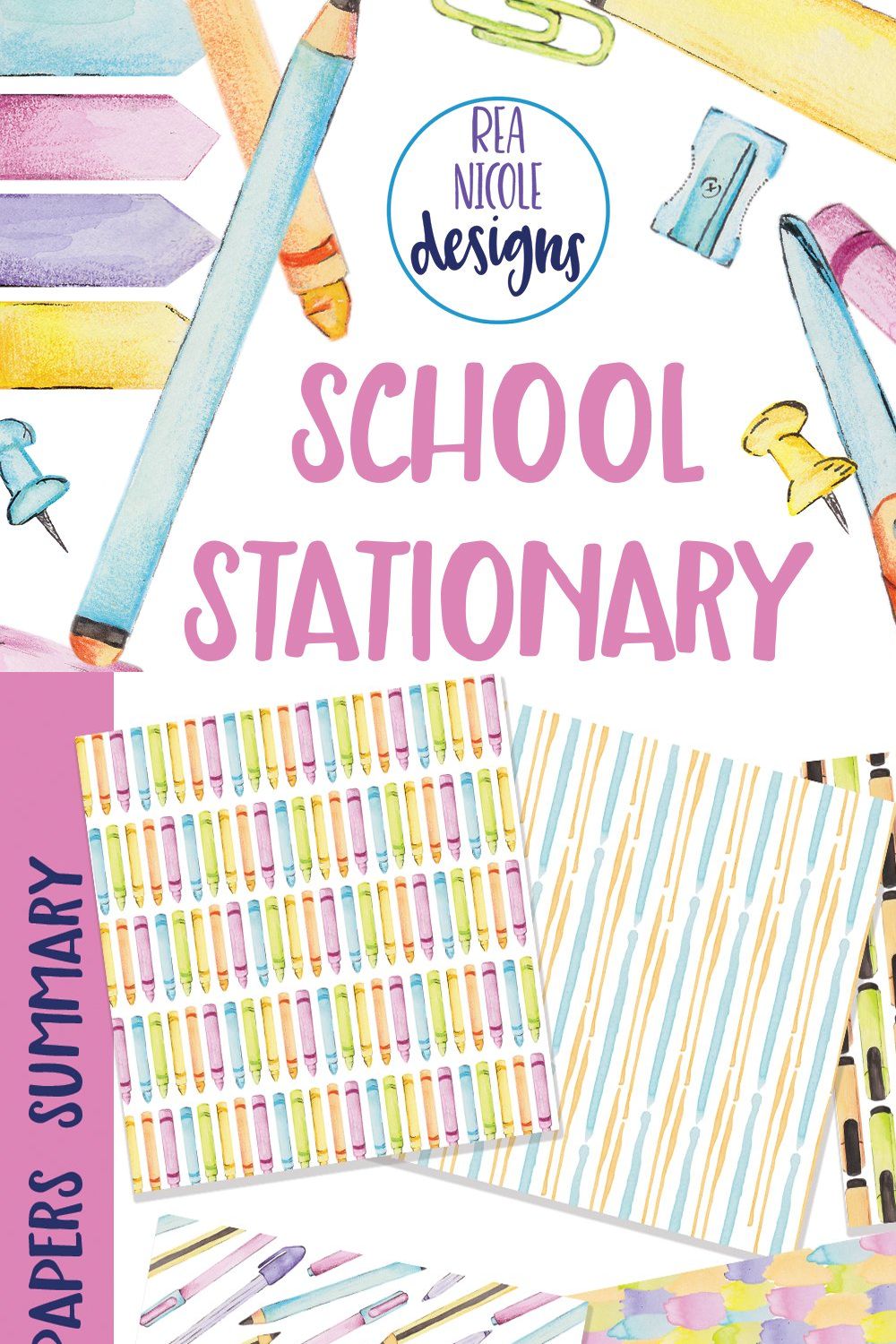 School Stationary Clip Art pinterest preview image.