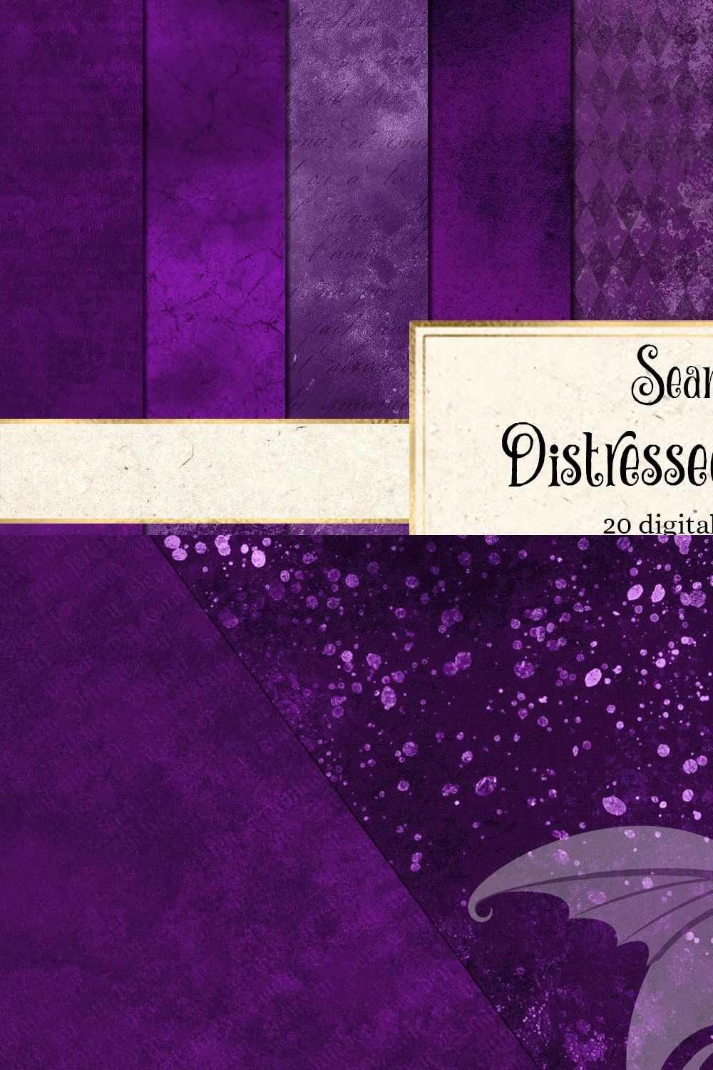 Seamless Distressed Purple Textures pinterest preview image.