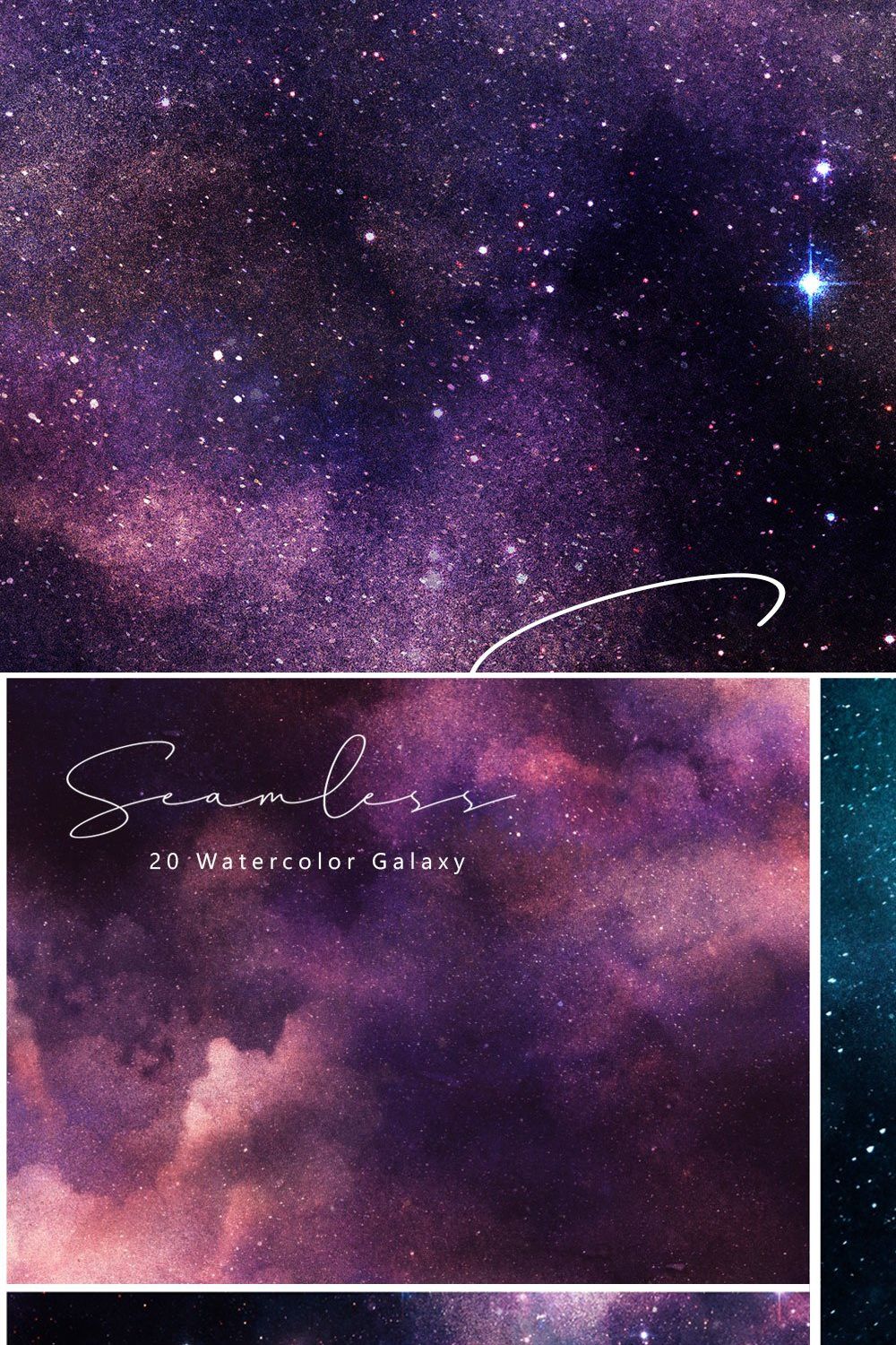 Seamless Galaxy & Sky Backgrounds pinterest preview image.