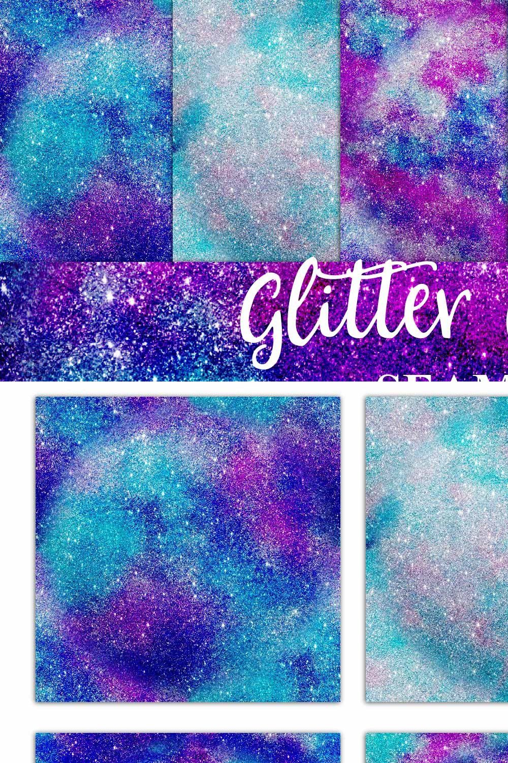Seamless Glitter Galaxy Textures pinterest preview image.