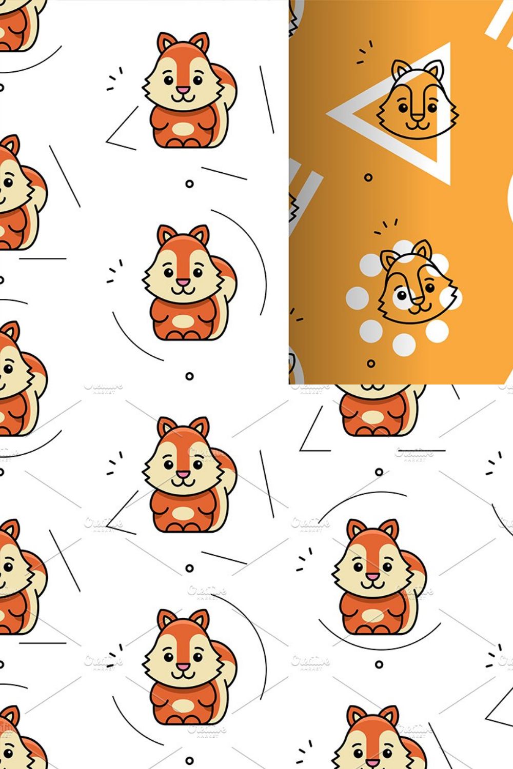 Seamless pattern with squirrels pinterest preview image.