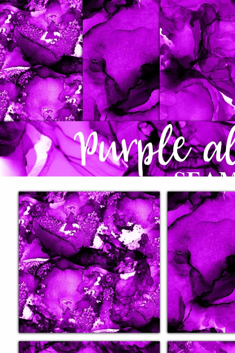 Seamless Purple Alcohol Ink Textures pinterest preview image.