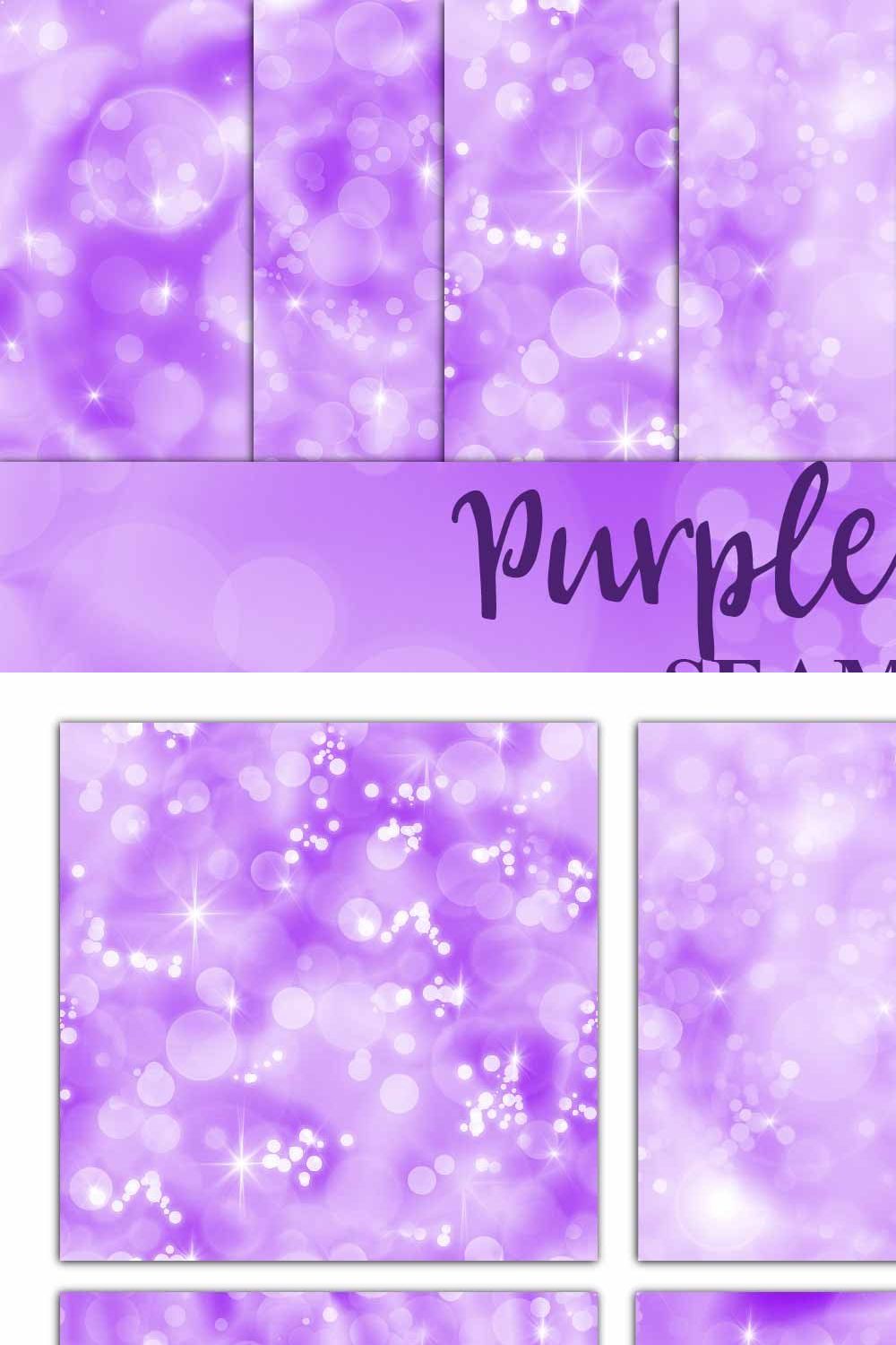 Seamless Purple Bokeh Digital Paper pinterest preview image.