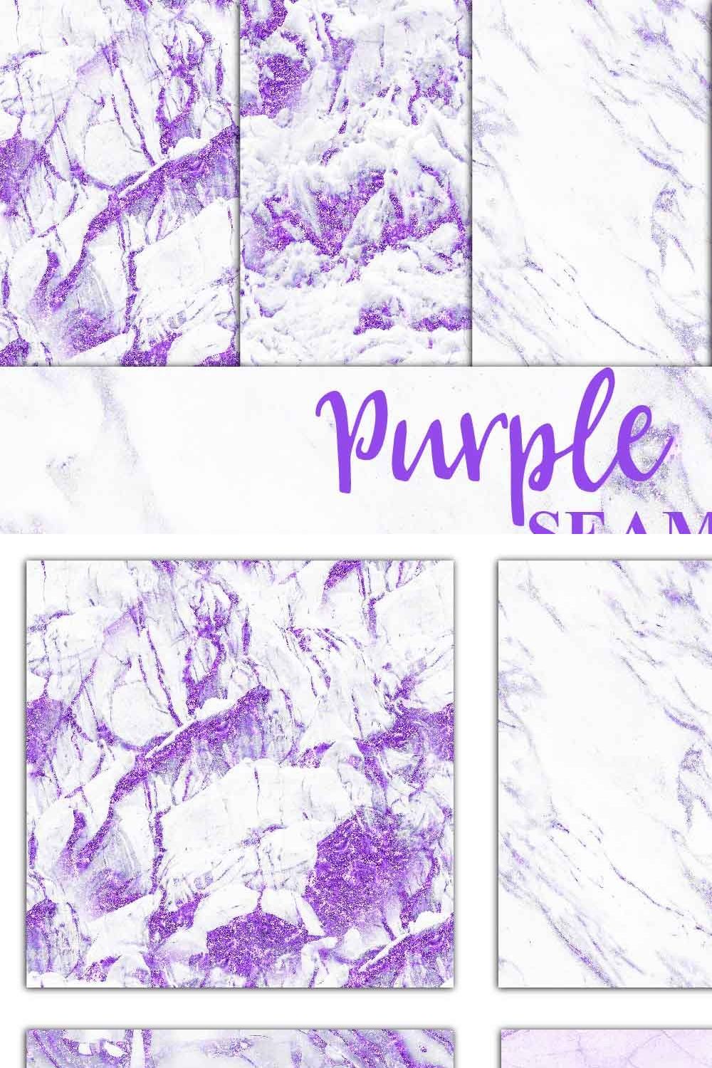 Seamless Purple Marble Digital Paper pinterest preview image.