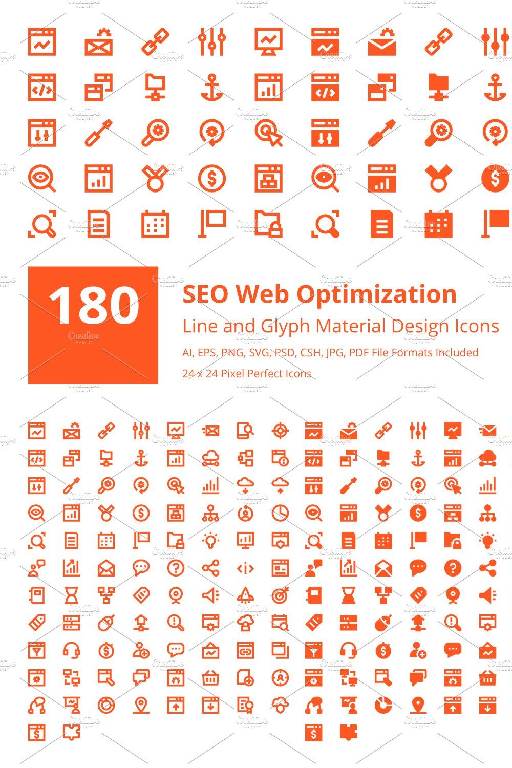 Seo Web Optimization Material Icons pinterest preview image.