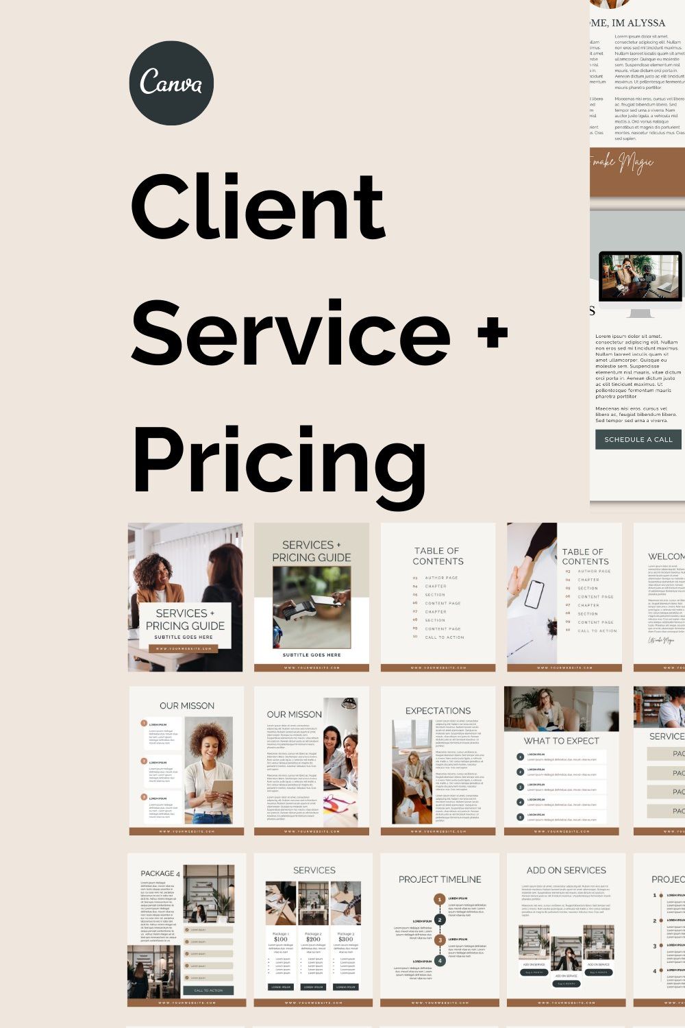 Service + Pricing Guide Template pinterest preview image.