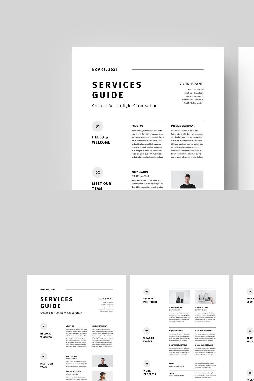 Services Guide | MS Word & Indesign pinterest preview image.