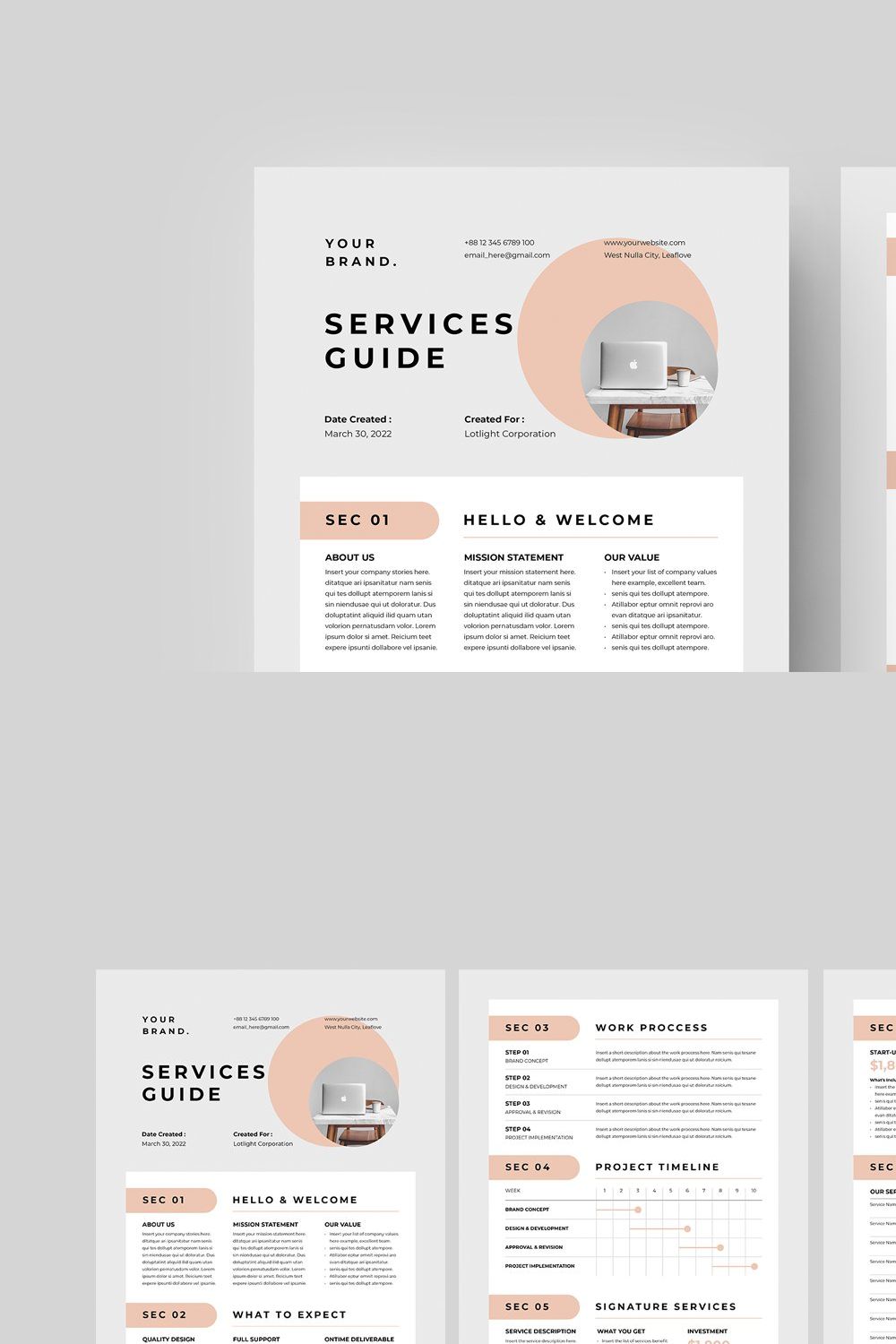 Services Guide | MS Word & Indesign pinterest preview image.