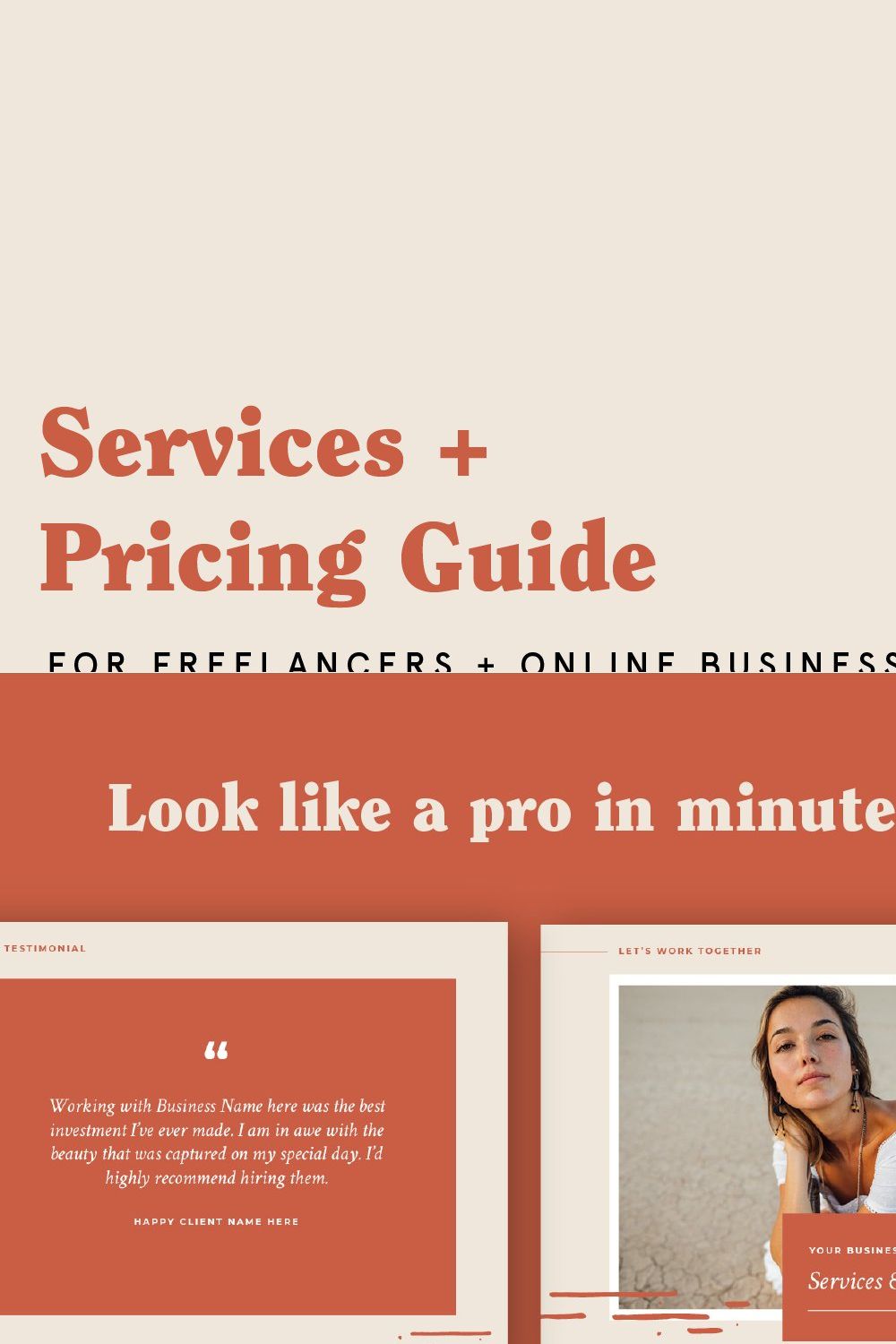 Services & Pricing Guide Template pinterest preview image.